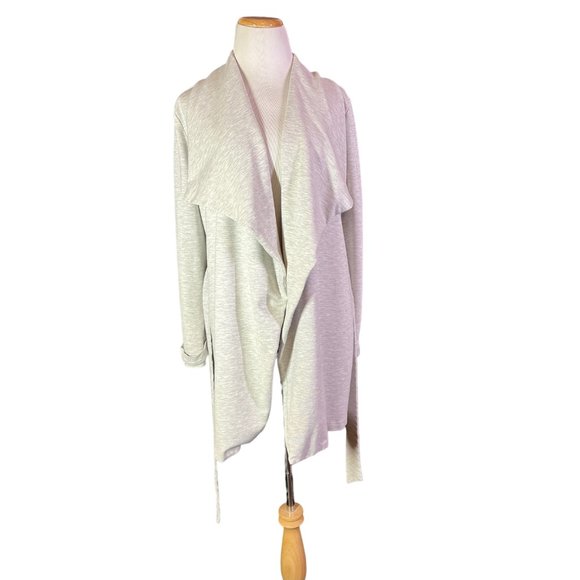 Gibsonlook Size M Heathered Grey Knit Cardigan Jacket Tie Waist - Picture 3 of 10
